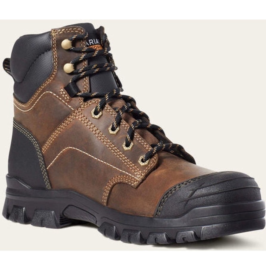 Men'S Ariat | Ariat Men'S Treadfast 6" Steel Toe Slip Resistant Work Boot 10034671 Brown