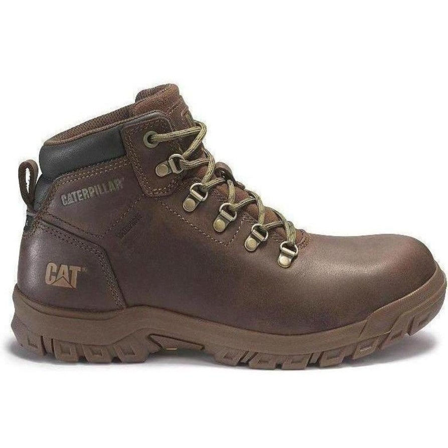 Men'S CAT | Cat Womens Mae Steel Toe Waterproof Work Shoe P91011 Brown