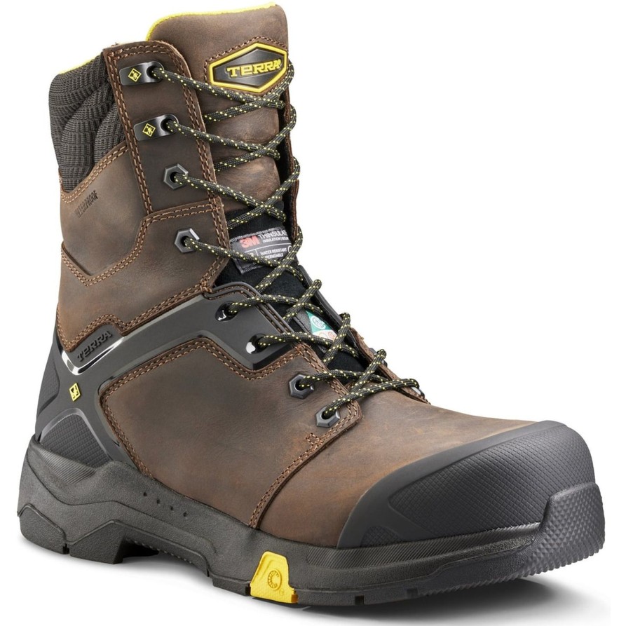 Men'S Terra | Terra Men'S Carbine 8" Comp Toe Wp Safetywork Boot 4Tcrbn Brown