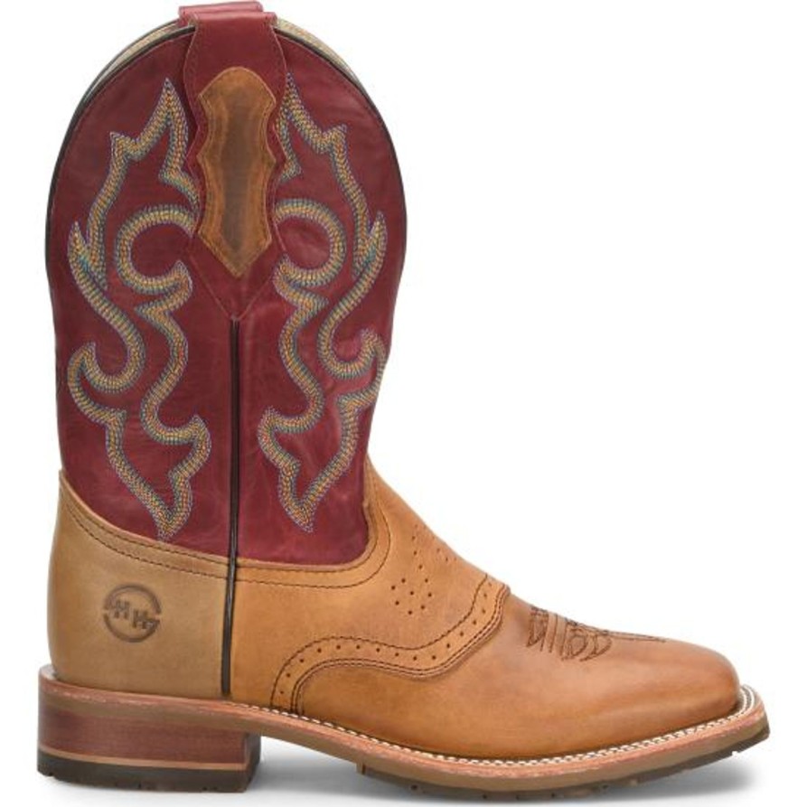 Men'S Double H | Double H Men'S Odie 11" Wide St Slip Resist Roper Western Work Boot - Red - Dh8556 Tan