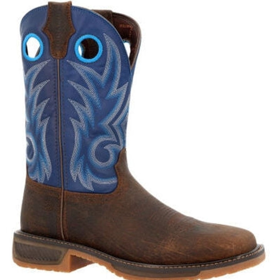 Men'S Durango | Durango Men'S Workhorse 11" Worn Saddle Western Boot Ddb0400 Denim Blue