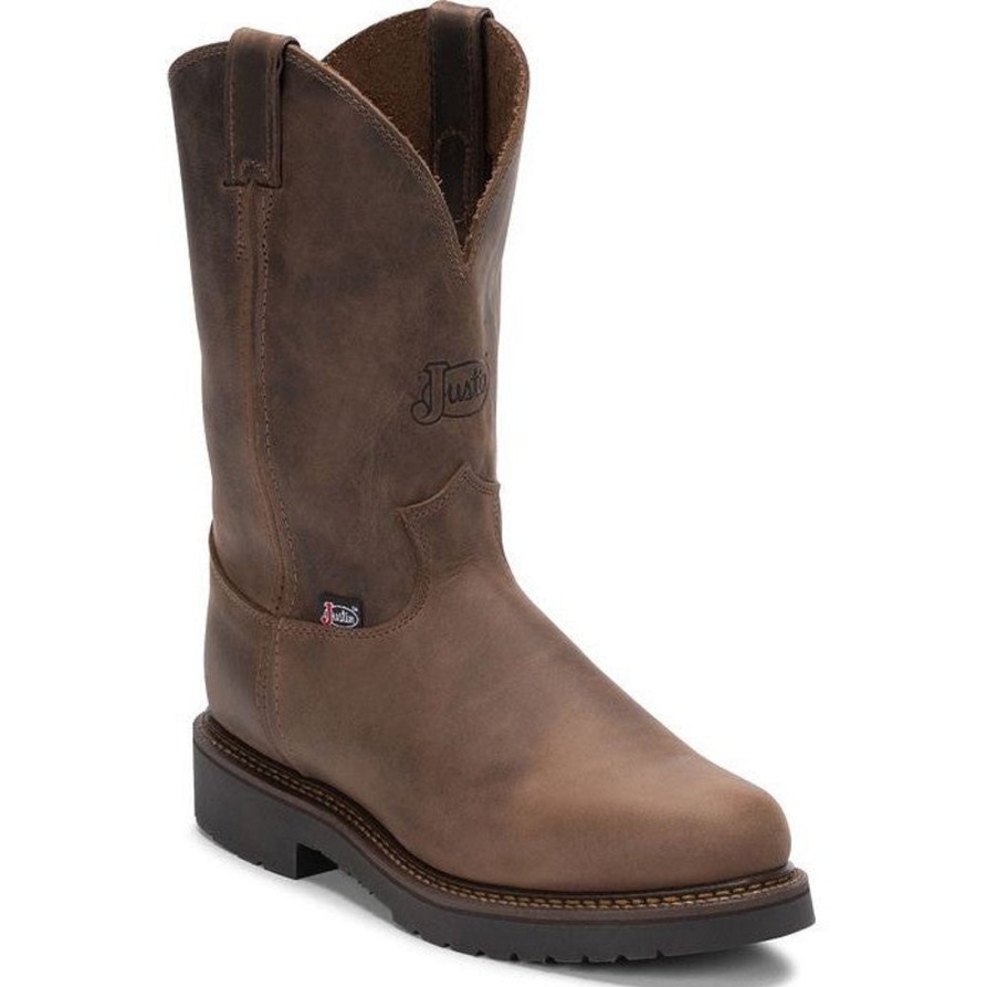 Men'S Justin | Justin Men'S Balusters 11" Slip Resistant Western Work Boot 4444 Brown