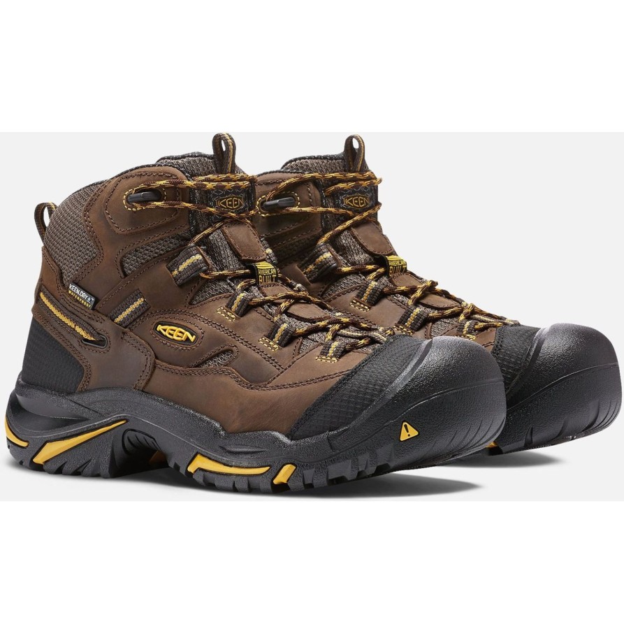 Men'S Keen | Keen Utility Men'S Braddock Mid Soft Toe Wp Work Boot 1020162 Brown