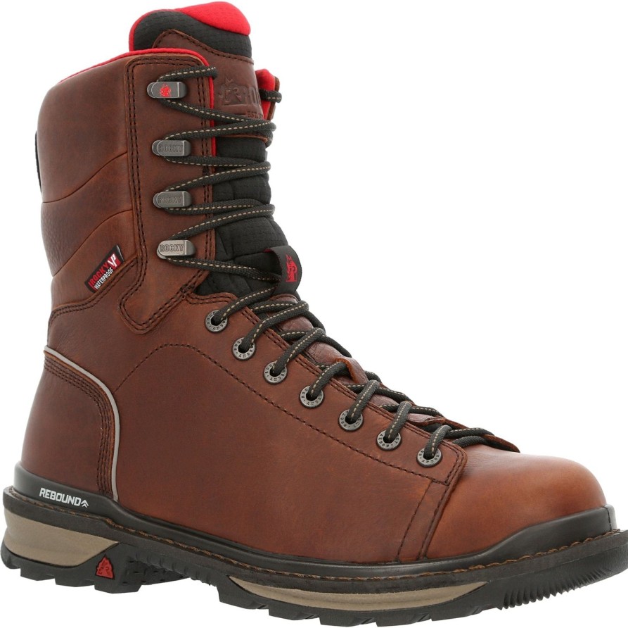 Men'S Rocky | Rocky Men'S Rams Horn Lace To Toe 8" Comp Toe Wp Work Boot - Rkk0352 Dark Brown