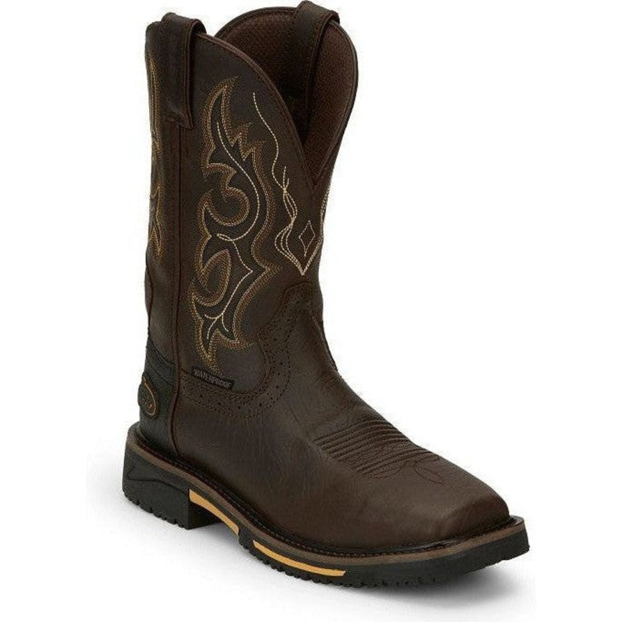 Men'S Justin | Justin Men'S Joist 11" Waterproof Western Work Boot Se4624 Brown