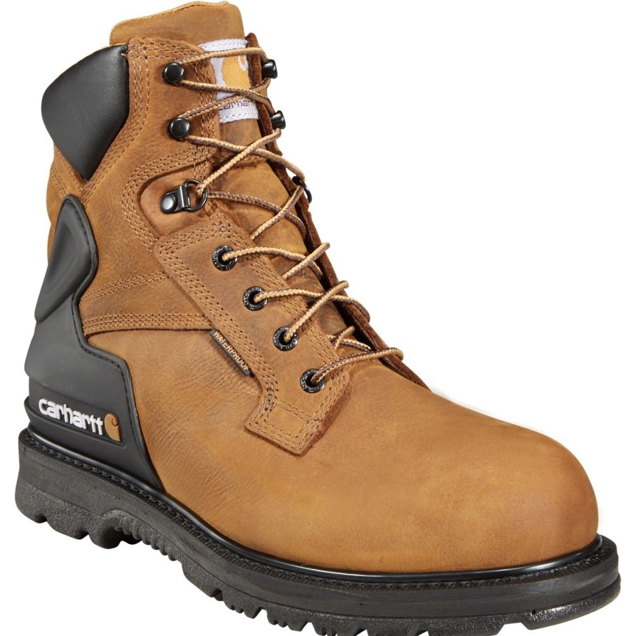 Men'S Carhartt | Carhartt Men'S 6" Steel Toe Waterproof Work Boot Cmw6220 Brown