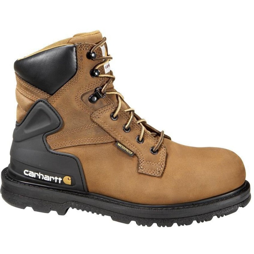 Men'S Carhartt | Carhartt Men'S 6" Steel Toe Waterproof Work Boot Cmw6220 Brown