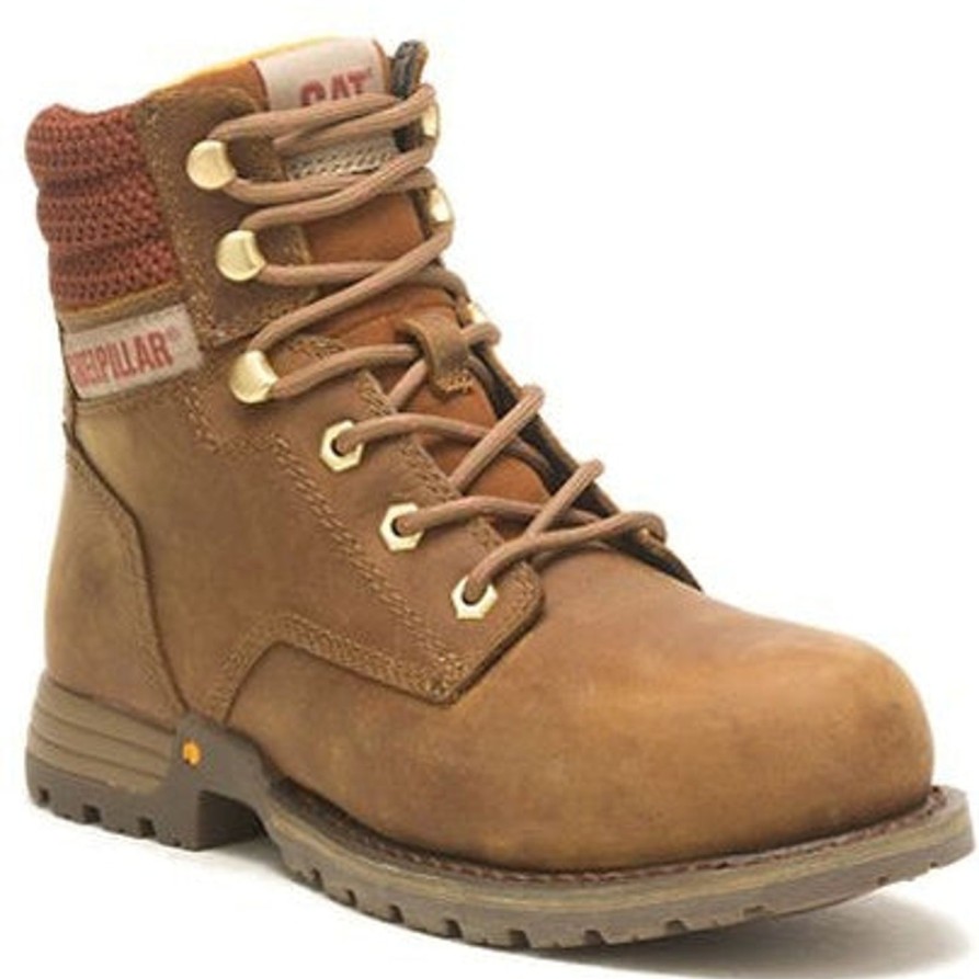 Women'S CAT | Cat Women'S Paisley 6" Steel Toe Slip Resist Work Boot -Pyramid- P91573 Brown