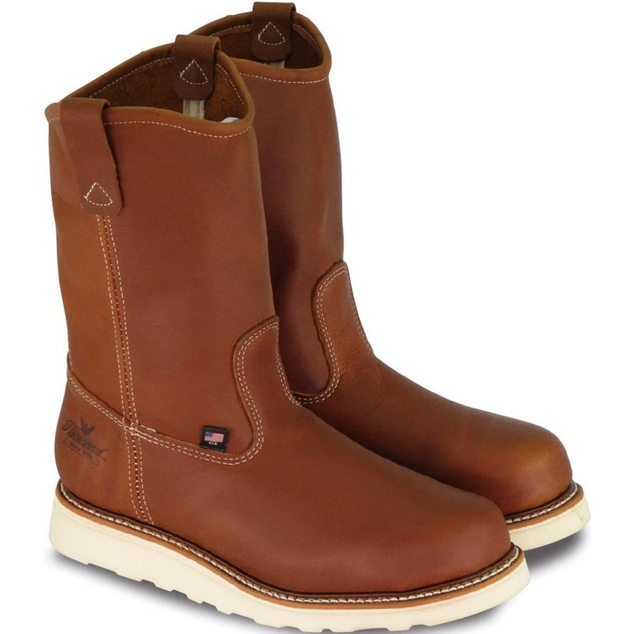 Men'S Thorogood | Thorogood Men'S Usa Made Amer. Heritage Wellington Wedge Work Boot 814-4208 Tobacco