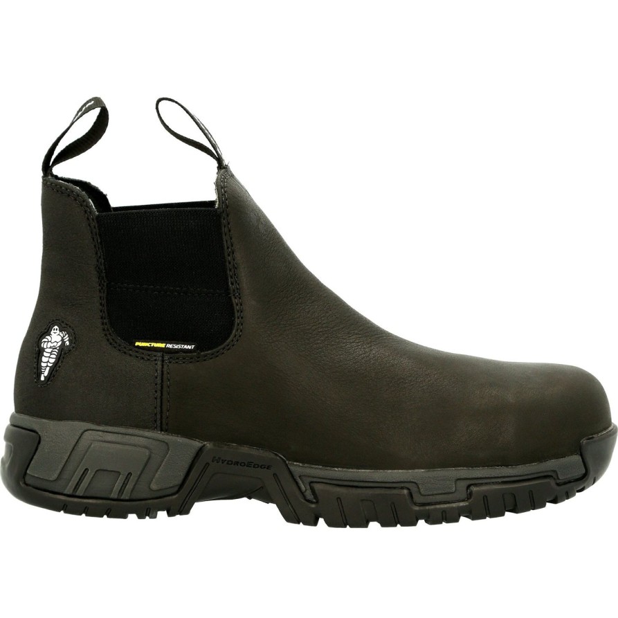 Men'S Michelin | Michelin Men'S Hydroedge 6" Alloy Toe Wp Pr Chelsea Work Boot- Mic0008 Black