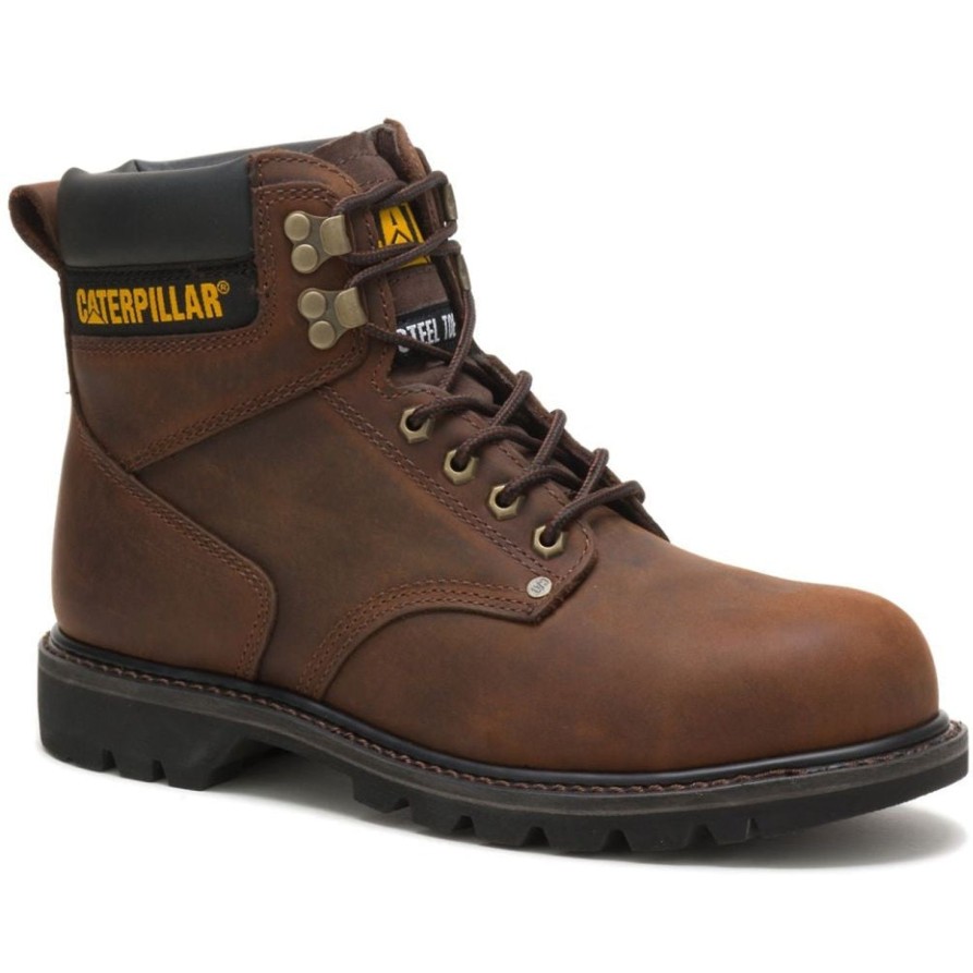 Men'S CAT | Cat Men'S Second Shift Steel Toe Work Boot - Dark P89586 Brown