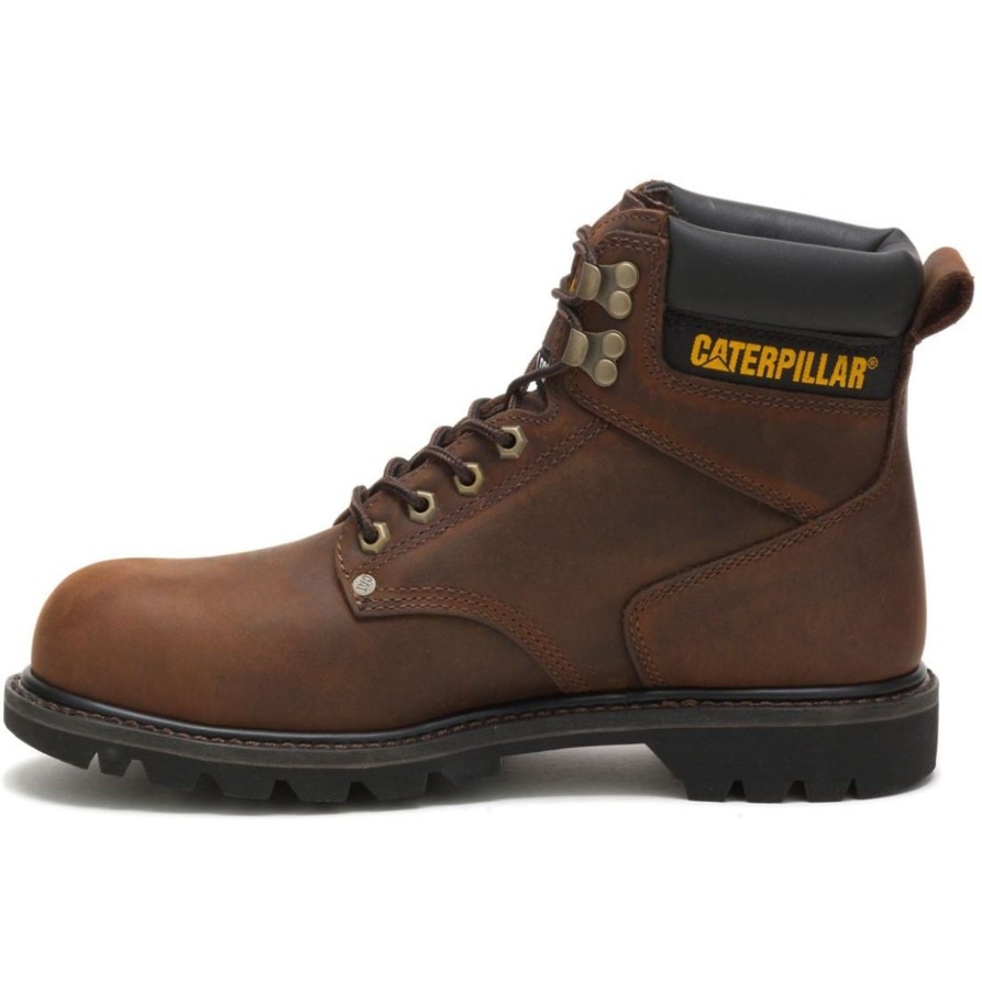 Men'S CAT | Cat Men'S Second Shift Steel Toe Work Boot - Dark P89586 Brown