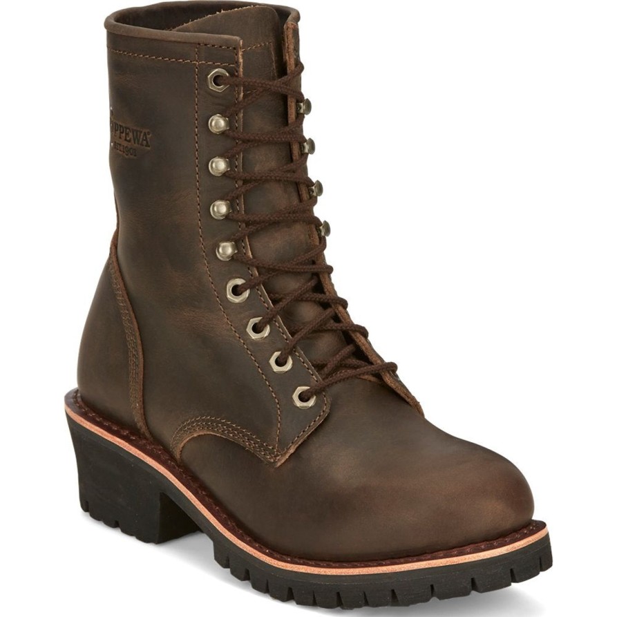 Men'S Chippewa | Chippewa Men'S Classic 2.0 8" Soft Toe Lace Up Work Boot Nc2090 Brown