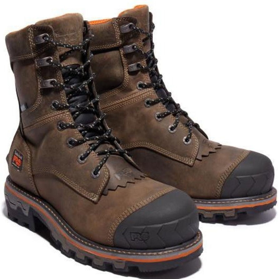 Men'S Timberland Pro | Timberland Pro Men'S Boondock Hd Nt Logger Comp Toe Wp Work Boot- Tb0A29G9214 Brown