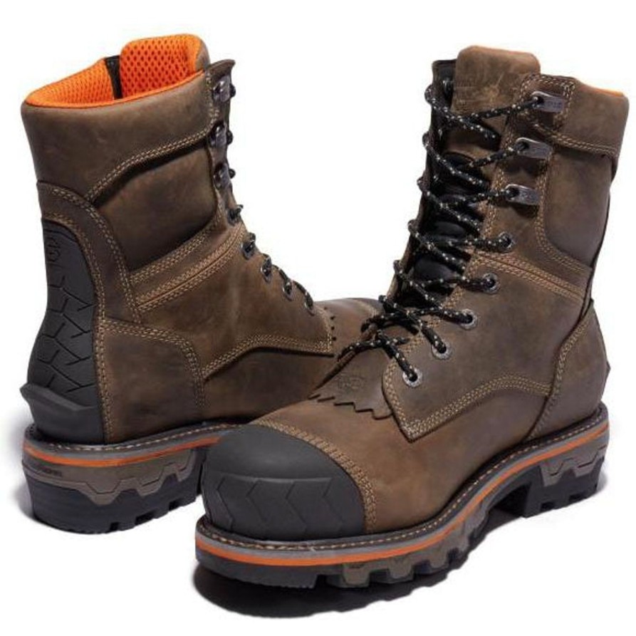 Men'S Timberland Pro | Timberland Pro Men'S Boondock Hd Nt Logger Comp Toe Wp Work Boot- Tb0A29G9214 Brown