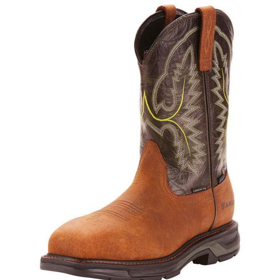 Men'S Ariat | Ariat Men'S Workhog Xt 11" Carbon Toe Wp Western Work Boot - Bark - 10024966 Black