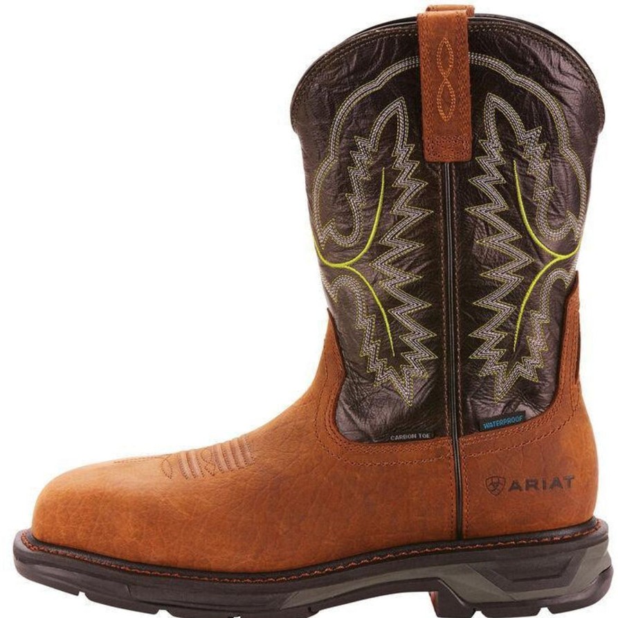 Men'S Ariat | Ariat Men'S Workhog Xt 11" Carbon Toe Wp Western Work Boot - Bark - 10024966 Black