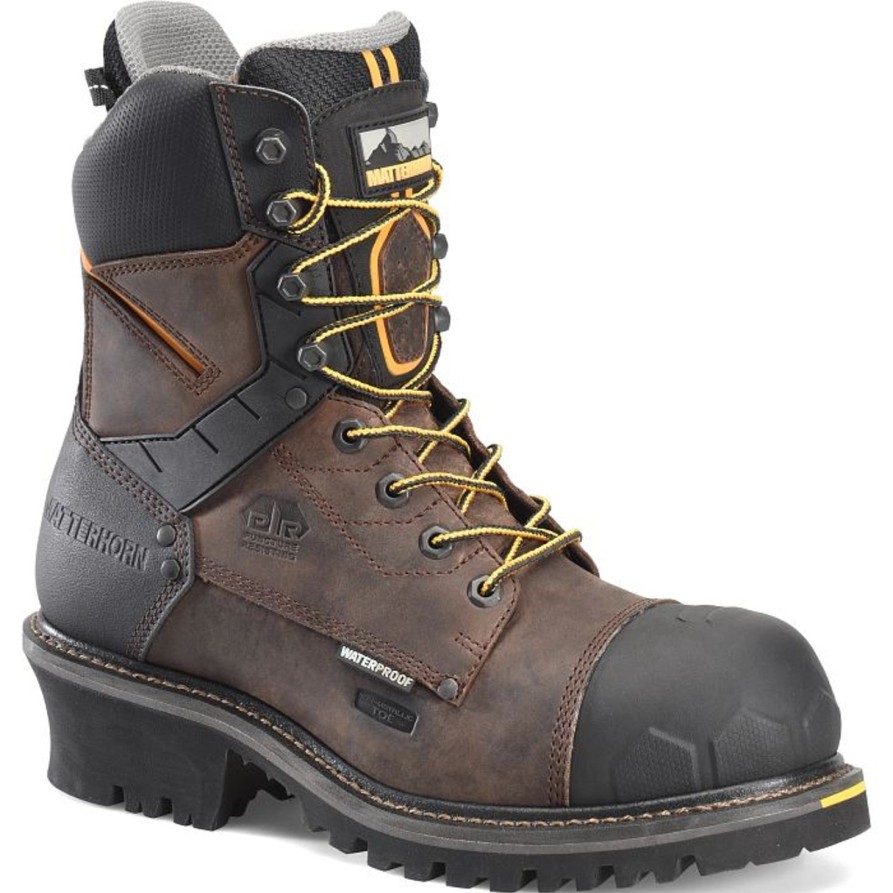 Men'S Matterhorn | Matterhorn Men'S Pr Steadfast 8" Wp Comp Toe Logger Work Boot Mt2558 Brown