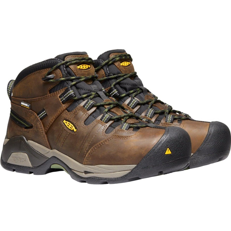 Men'S Keen | Keen Utility Men'S Detroit Xt Steel Toe Wp Work Boot - Brown - 1020085 Cascade Brown/Bronze Green