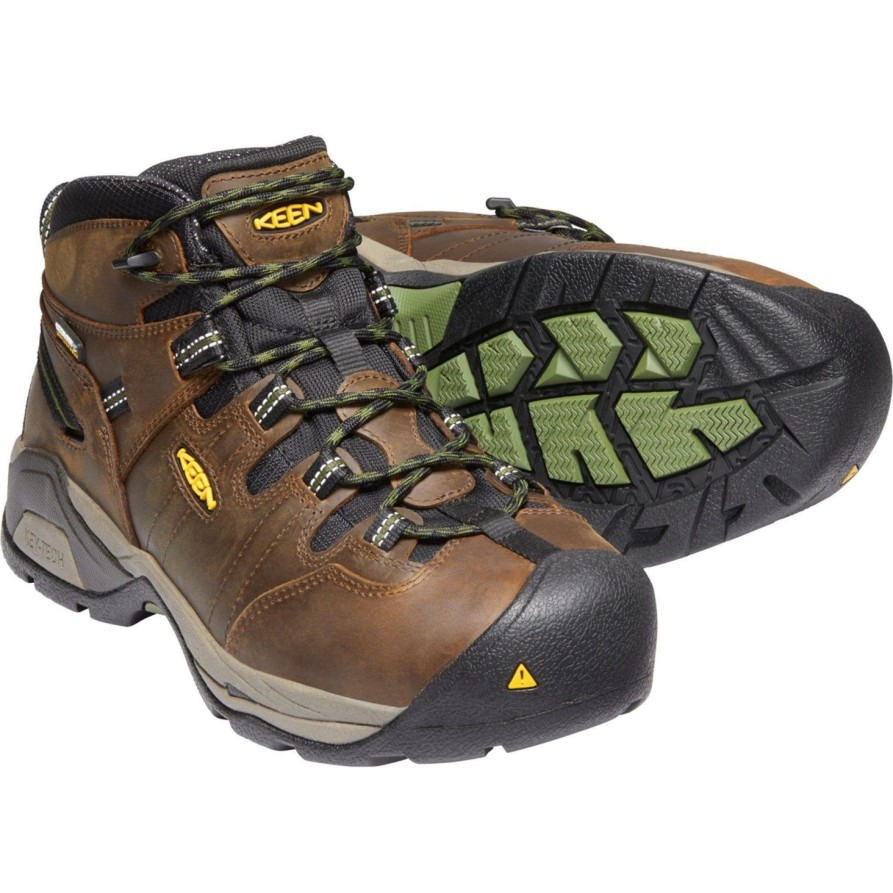 Men'S Keen | Keen Utility Men'S Detroit Xt Steel Toe Wp Work Boot - Brown - 1020085 Cascade Brown/Bronze Green