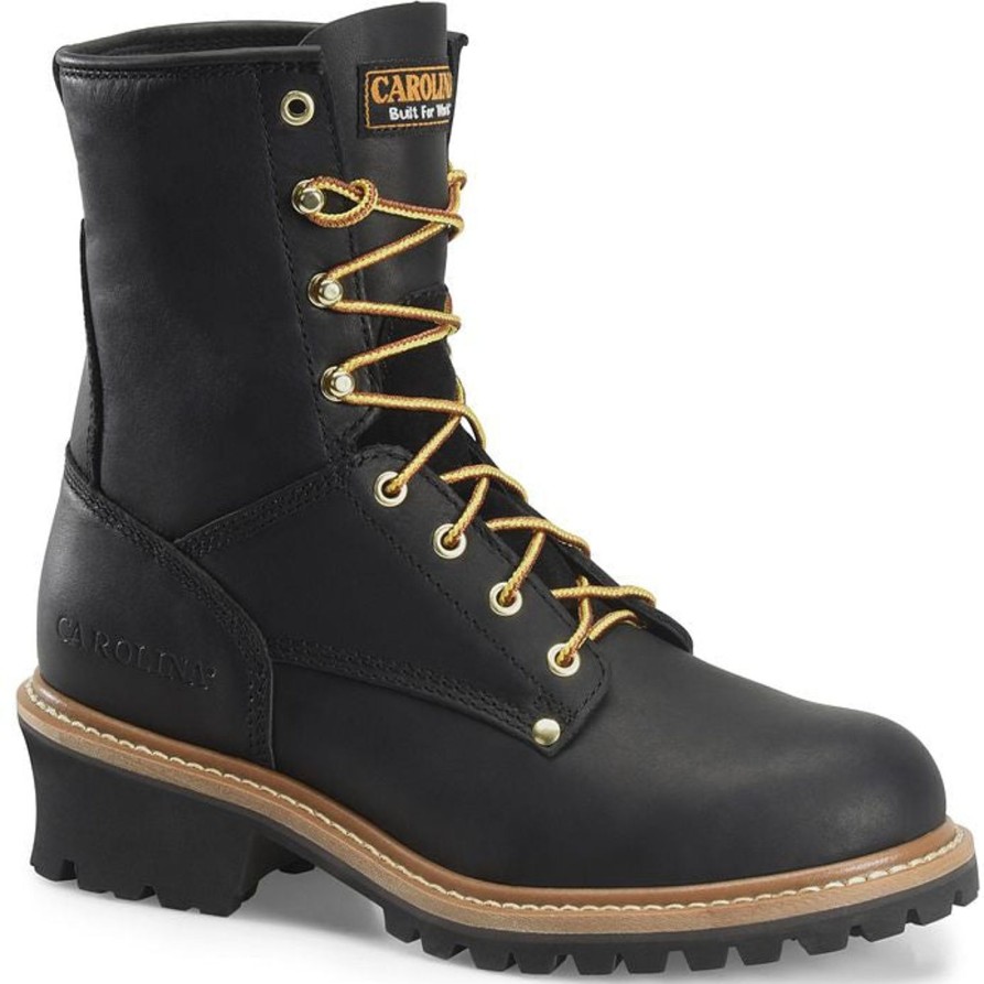 Men'S Carolina | Carolina Men'S Elm 8" St Unlined Logger Slip Resist Work Boot Ca1825 Black