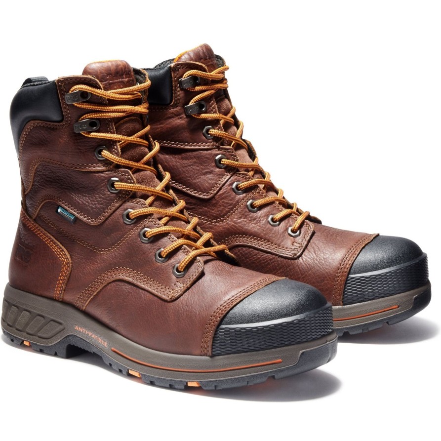 Men'S Timberland Pro | Timberland Pro Men'S Helix Hd 8" Comp Toe Wp Work Boot - Tb0A1Rw4214 Brown