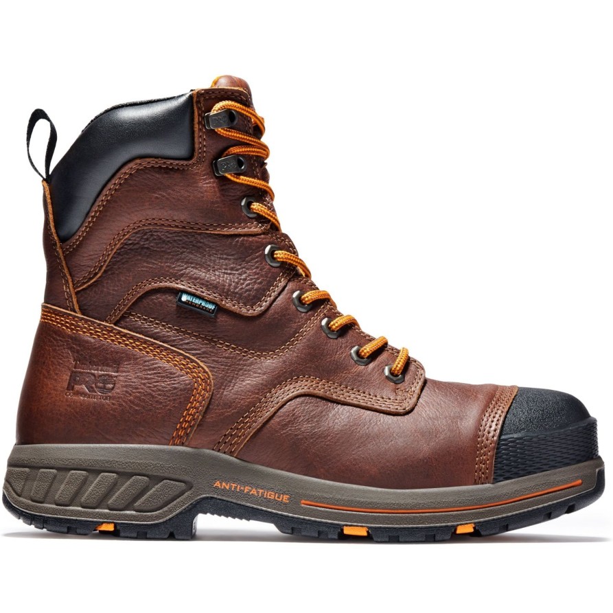 Men'S Timberland Pro | Timberland Pro Men'S Helix Hd 8" Comp Toe Wp Work Boot - Tb0A1Rw4214 Brown