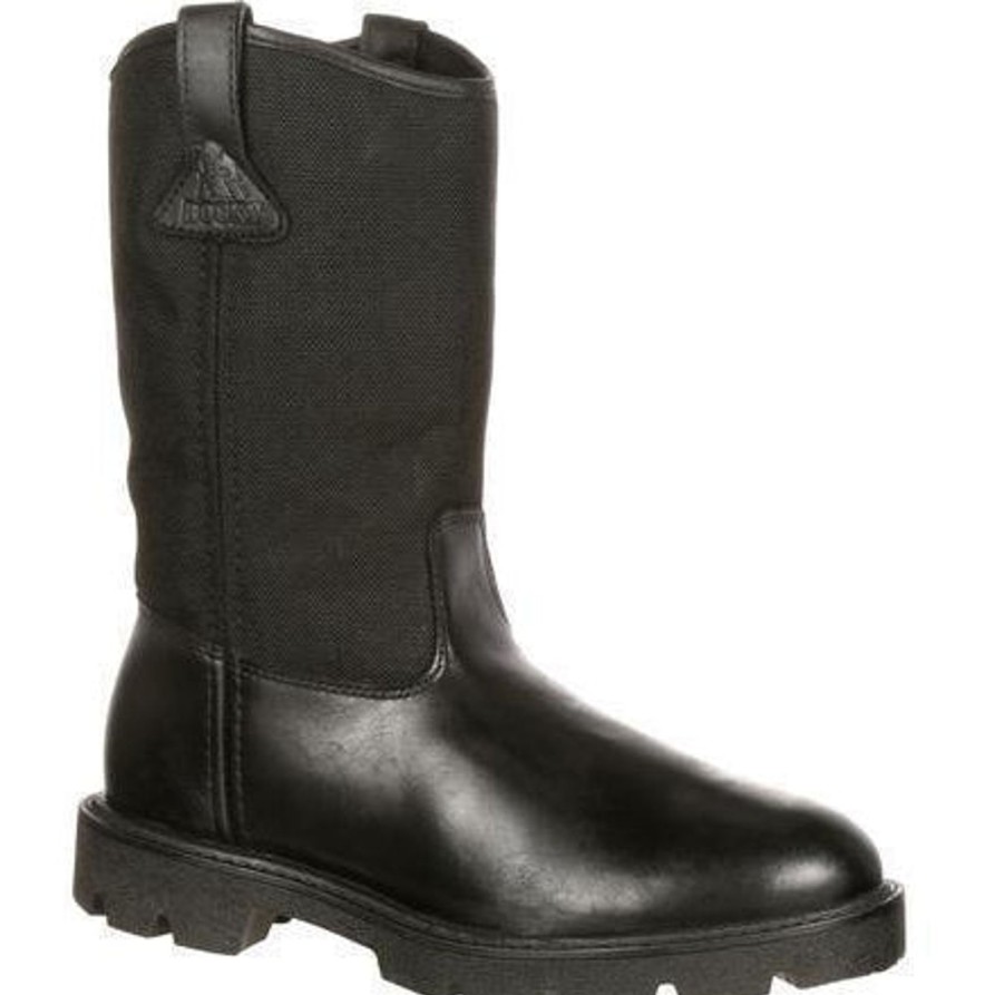 Men'S Rocky | Rocky Men'S Warden Pull-On Wellington Duty Boot Fq0006300 Black