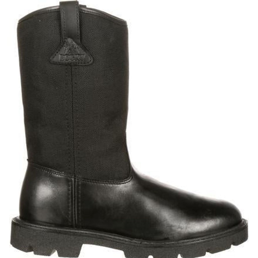 Men'S Rocky | Rocky Men'S Warden Pull-On Wellington Duty Boot Fq0006300 Black