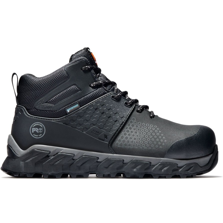 Men'S Timberland Pro | Timberland Pro Ridgework Mid Comp Toe Wp Hiker Work Boot Tb0A1Kbw001 Black