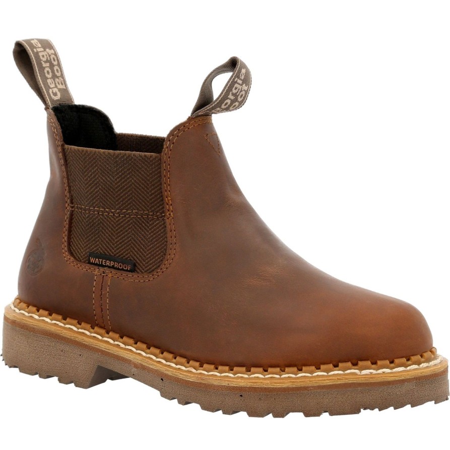 Women'S Georgia | Georgia Women'S Giant Revamp 5" Wp Pull-On Chelsea Boot Gb00432 Brown