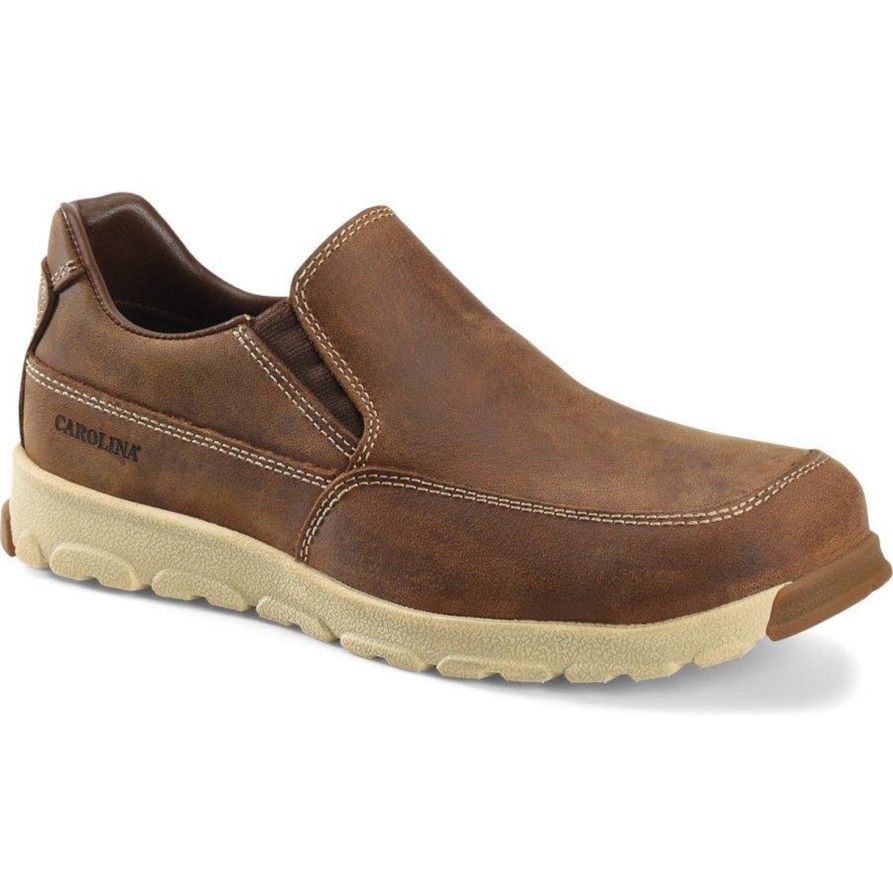 Men'S Carolina | Carolina Men'S S-117 Aluminum Toe Slip-On Work Shoe Ca5572 Brown