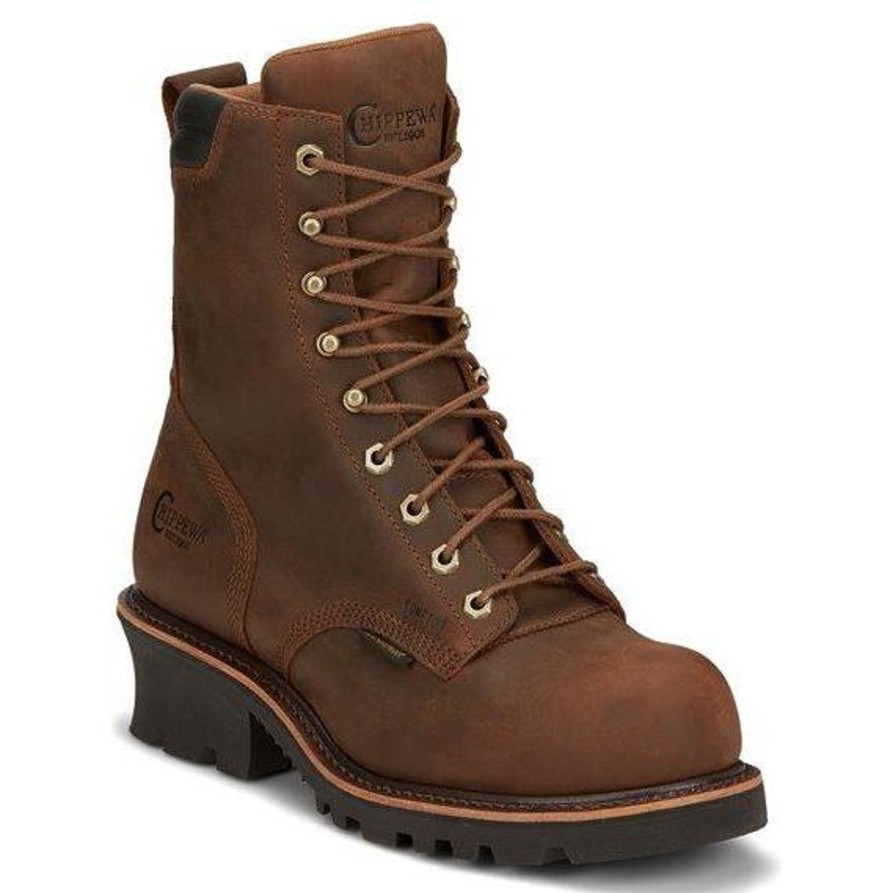 Men'S Chippewa | Chippewa Men'S Valdor 8" Comp Toe Wp Logger Work Boot 73236 Tan