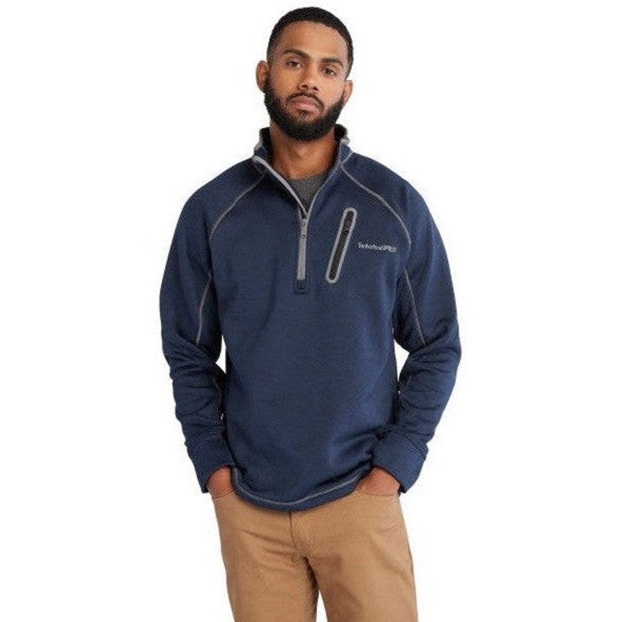 Men'S Timberland Pro | Timberland Pro Men'S Reaxion 1/4 Athletic Fleece Jacket -Navy- Tb0A55Rv440 Navy Heather