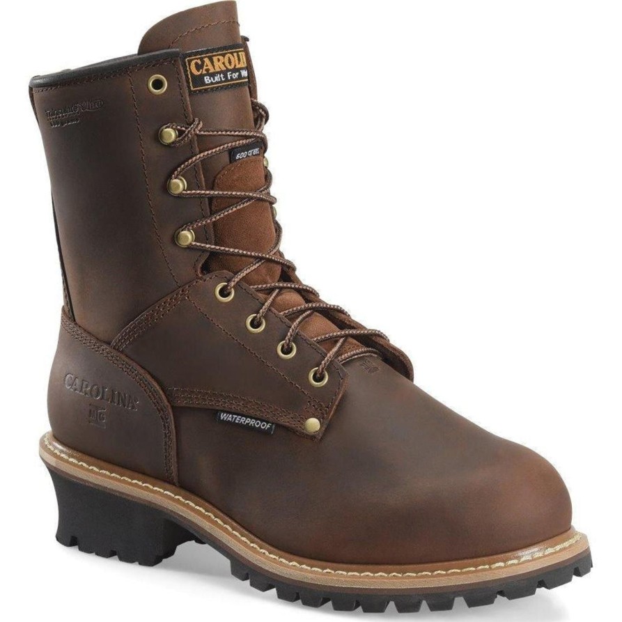 Men'S Carolina | Carolina Men'S Elm 8" Wp Insulated Metguard Logger Work Boot - Ca7821 Brown