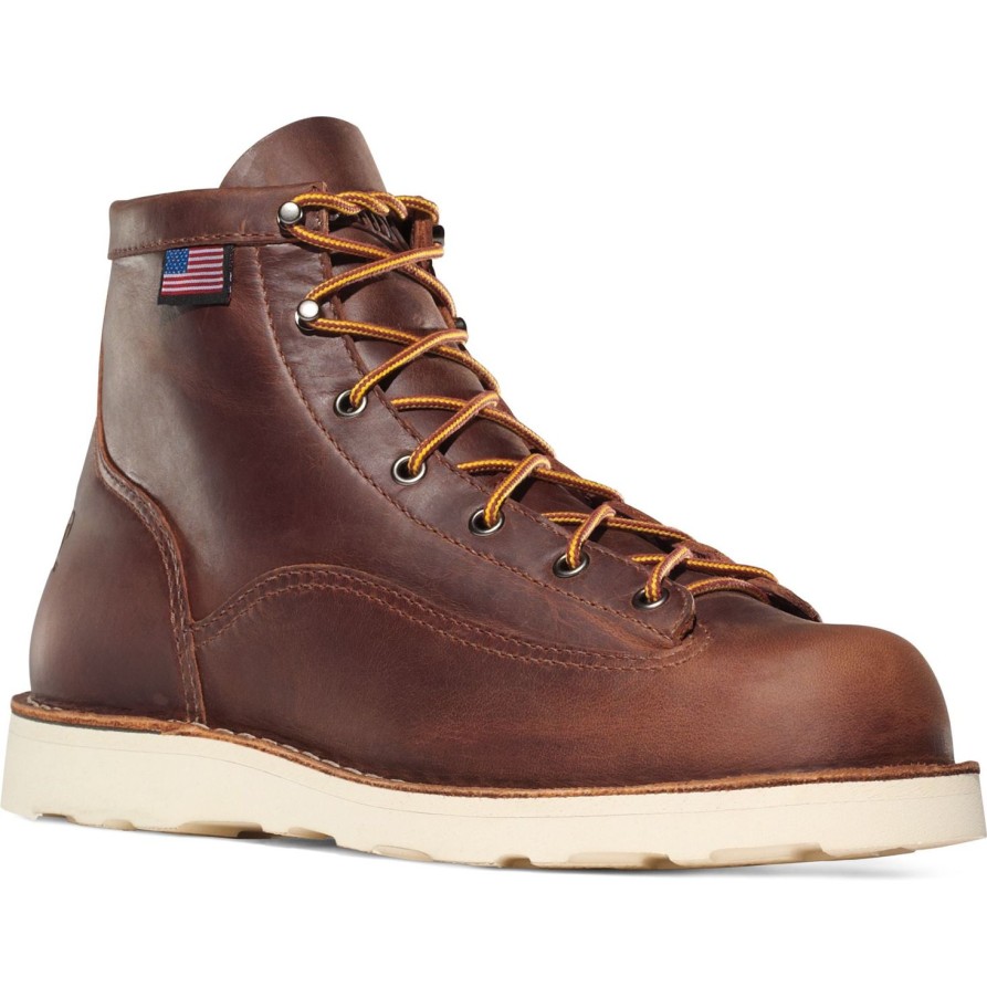 Men'S Danner | Danner Men'S Bull Run Usa Made 6" Soft Toe Wedge Work Boot 15552 Brown