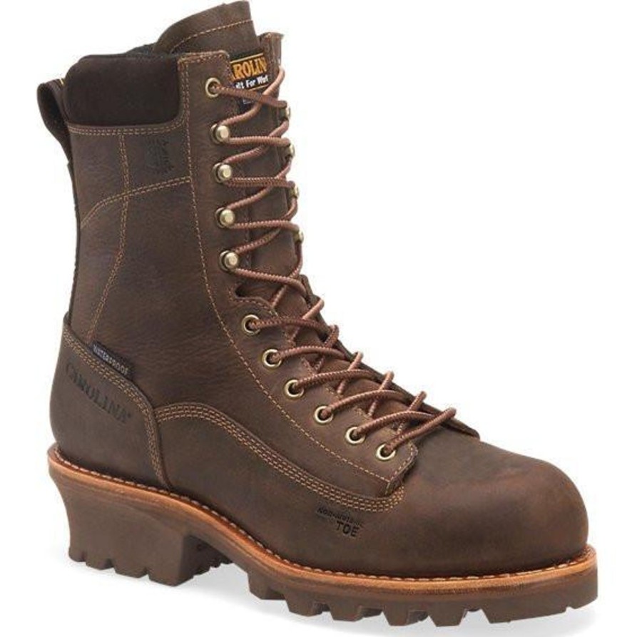 Men'S Carolina | Carolina Men'S Birch 8" Comp Toe Wp Ins Logger Work Boot Ca7521 Brown