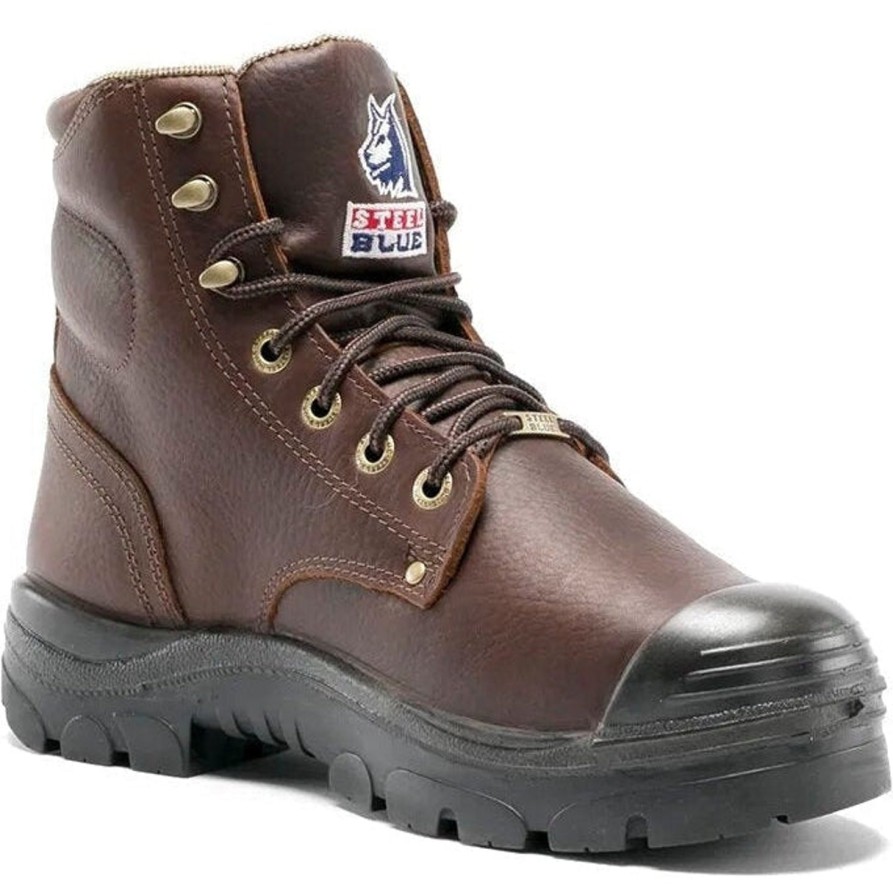 Men'S Steel Blue | Steel Blue Men'S Argyle Met Bump 6" Wp Steel Toe Metguard Work Boot - Oak - 832912 Brown