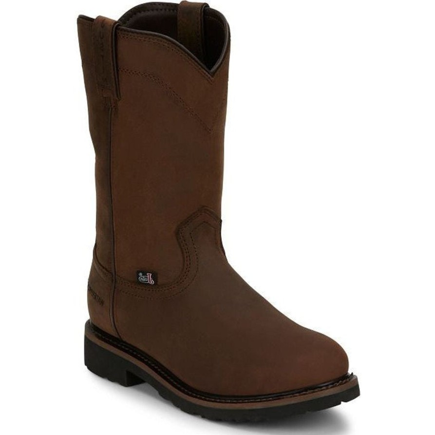 Men'S Justin | Justin Men'S Drywall 10" Waterproof Western Work Boot Se4960 Brown