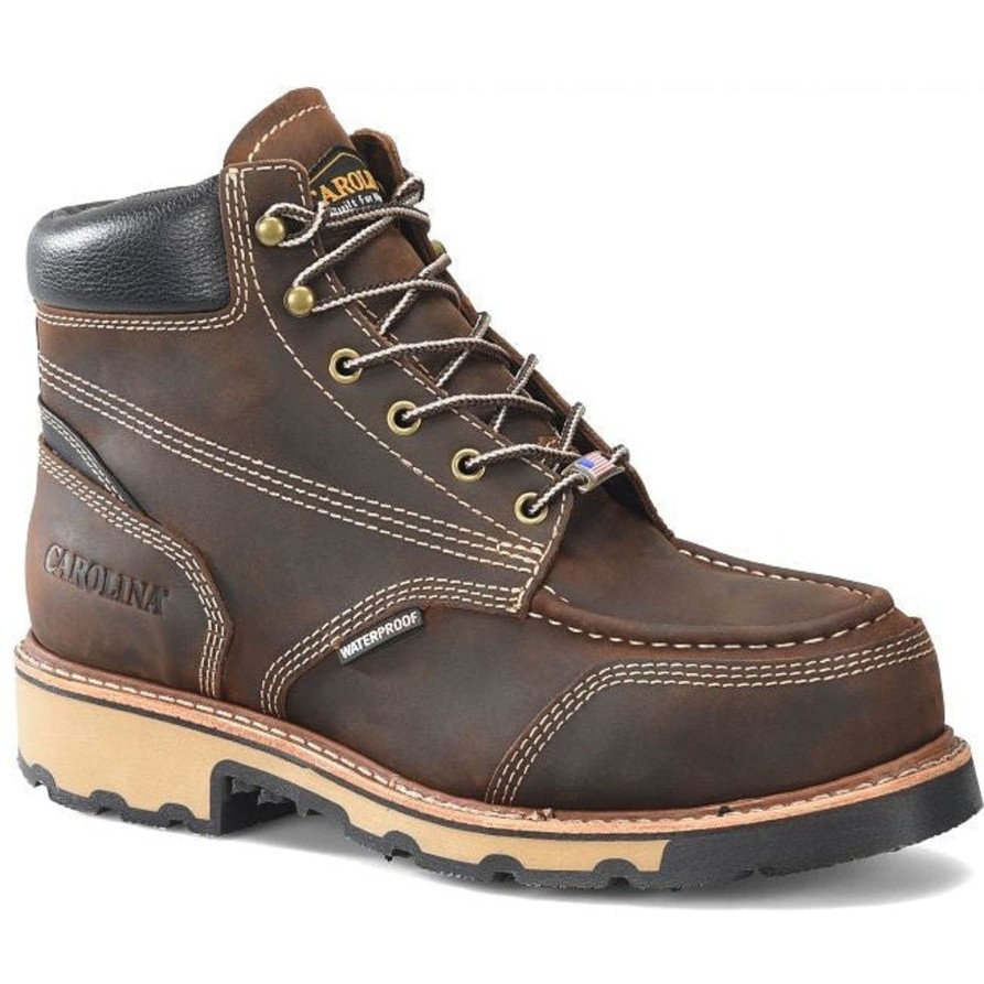 Men'S Carolina | Carolina Men'S Ferric Usa 6" St Waterproof Usa Made Work Boot Ca7018 Brown