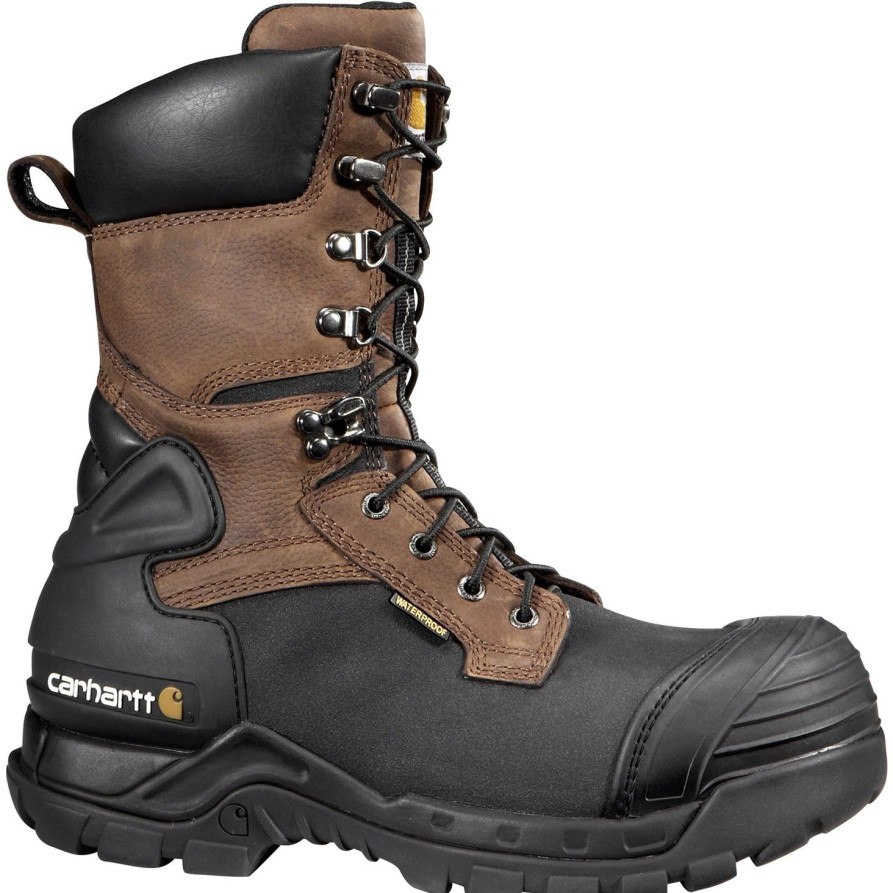 Men'S Carhartt | Carhartt Men'S 10" Comp Toe Ins Wp Pac Work Boot Cmc1259 Brown