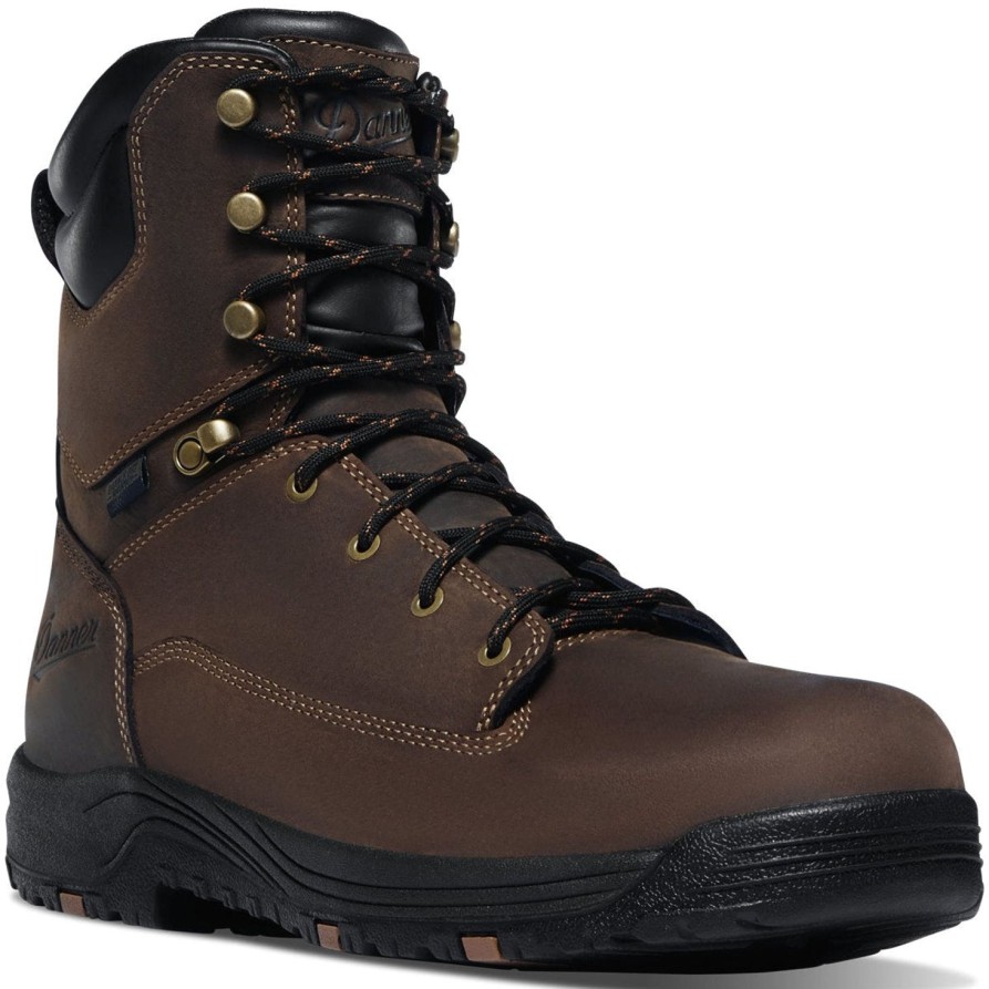 Men'S Danner | Danner Men'S Riverside 8" Plain Toe Wp Lace Up Work Boot 19457 Brown