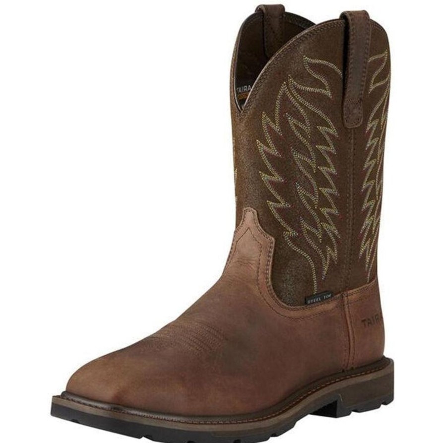 Men'S Ariat | Ariat Men'S Groundbreaker 10" Square Stl Toe Western Work Boot - 10021108 Brown