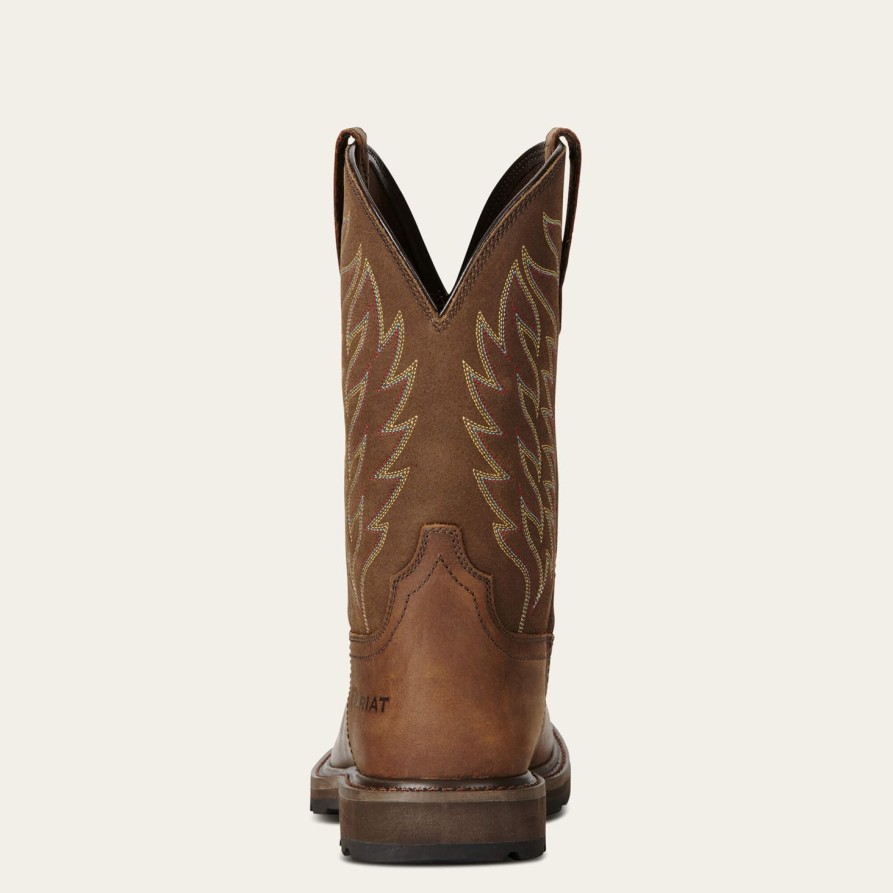 Men'S Ariat | Ariat Men'S Groundbreaker 10" Square Stl Toe Western Work Boot - 10021108 Brown