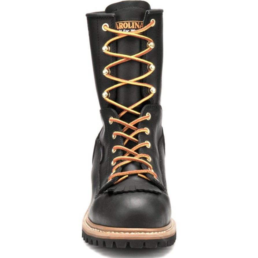 Men'S Carolina | Carolina Men'S Spruce 8" Wp Lace-To-Toe Logger Work Boot Ca8825 Black