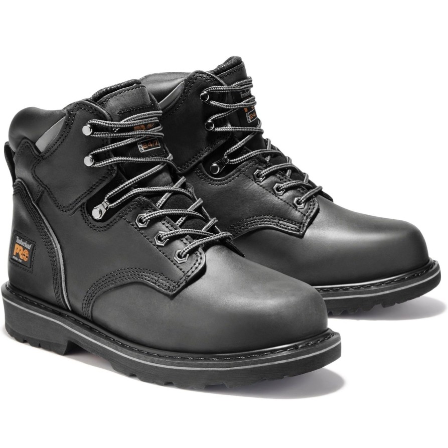 Men'S Timberland Pro | Timberland Pro Men'S Pit Boss 6" Steel Toe Work Boot - Tb033032001 Black Oiled Nubuck