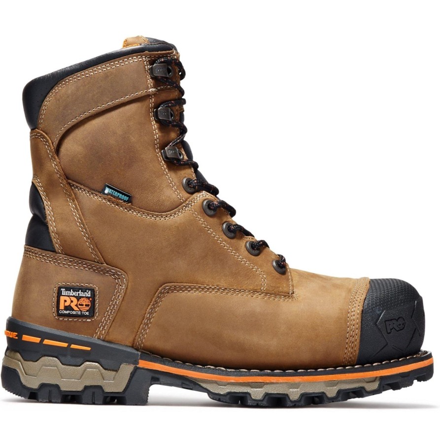 Men'S Timberland Pro | Timberland Pro Men'S Boondock 8" Comp Toe Wp Work Boot - Tb092671214 Brown Oiled Distressed