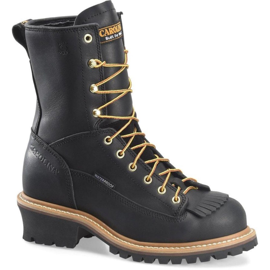 Men'S Carolina | Carolina Men'S Spruce 8" Stl Toe Wp Logger Work Boot Ca9825 Black