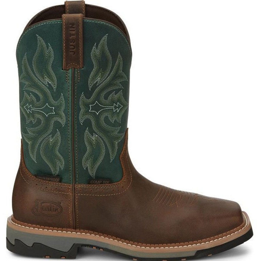 Men'S Justin | Justin Men'S Bolt 11" Comp Toe Wp Western Work Boot Se4105 Tan