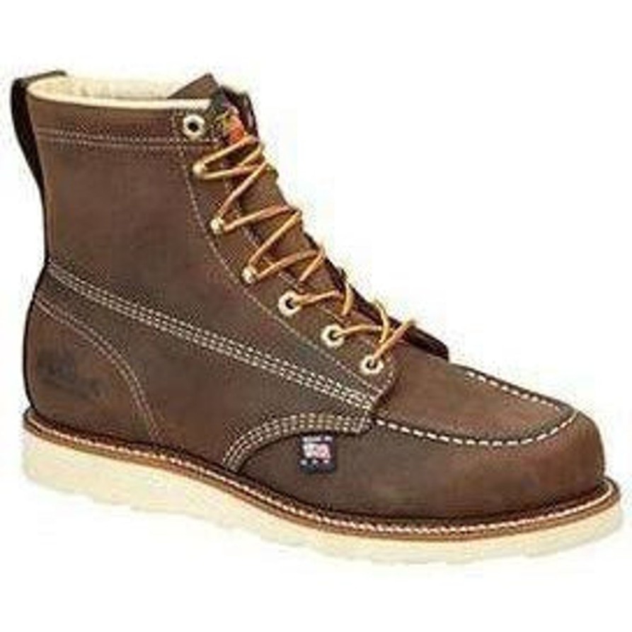 Men'S Thorogood | Thorogood Men'S Usa Made Amer. Heritage 6" Moc Toe Wedge Work Boot 814-4203 Brown